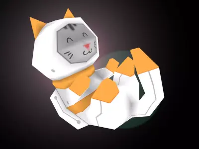astronaut cat low poly Low-poly 3D model