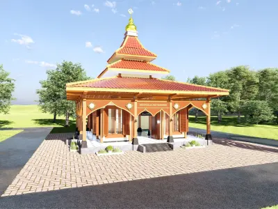Joglo Traditional Java Indonesian Mosque architecture 3D model