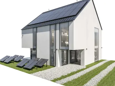 Modern house 26 at night 3D model