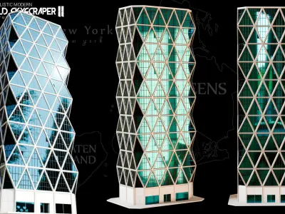 High Detailed City Skyscraper Buildings Model Pack Low-poly 3D model