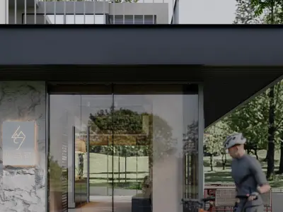 Modern outdoor architecture landscape cafe book bar park 3D model