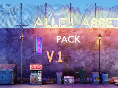  Alley asset pack  Low-poly 3D model