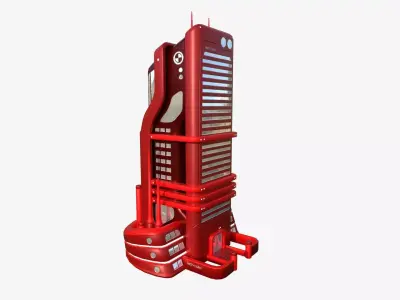 SciFi Building A05 Red - Sci Fi Exterior Design Low-poly 3D model