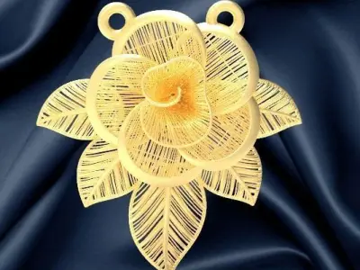 pendant gold leaf brooch 3D print model