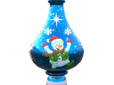 Charming Snowman Blue Holiday Bauble 3D Model PBR Only Quads Low-poly 3D model