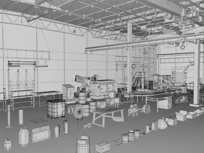 Realistic Warehouse Interior Exterior Mega Pack Collection 3D model