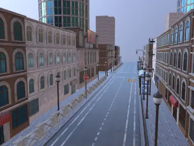 Game ready low poly modular city Low-poly 3D model