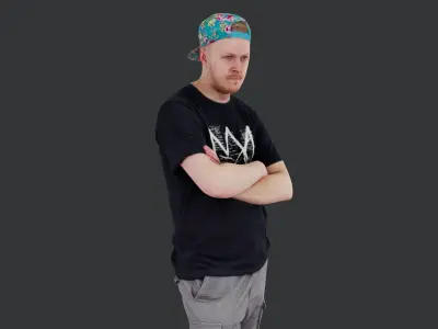 Casual Guy in a Colorful Cap 3D model