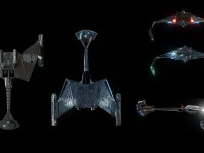 Klingon D-7 Battlecruiser Enhanced - Star Trek TOS Low-poly 3D model