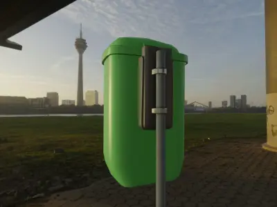 Low-Poly Green Trash Bin Low-poly 3D model