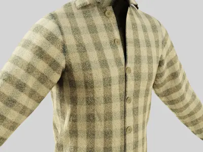 Light Yellow Fannel Checkered Low-poly 3D model