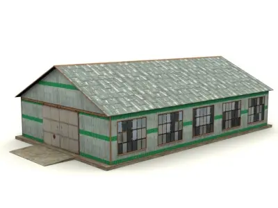 Hangar shed Low-poly 3D model