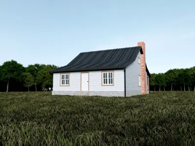 House Exterior Interior with Openable Doors 3D model - 2 3D model