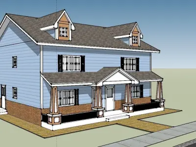 Craftsman Style Duplex 3D model