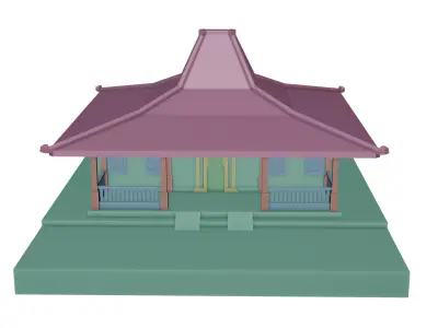 Traditional Javanese Joglo House 3D model