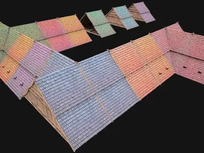 Medieval Tiled Roof for House Low-poly 3D model