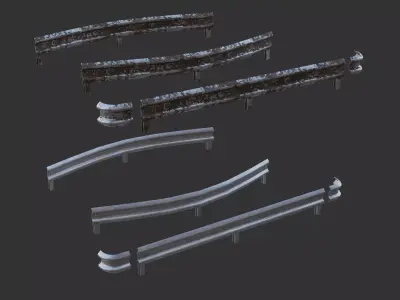 Road fence 3D Model  Low-poly 3D model