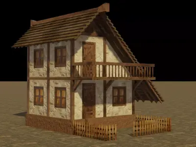 Medieval house 14 Low-poly 3D model