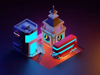 Isometric London Futuristic Landscape 3D model