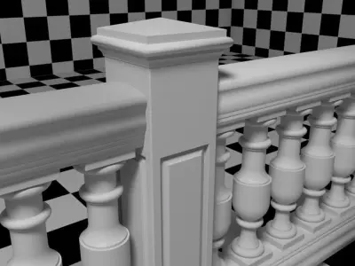 Exterior Railing - White Vinyl - Style 14 3D model