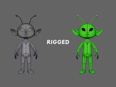 Low-Poly Cartoon Alien 02 Animated Low-poly 3D model