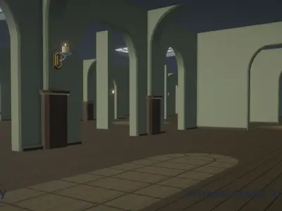Modular Open Space 01 Unity Asset Low-poly 3D model