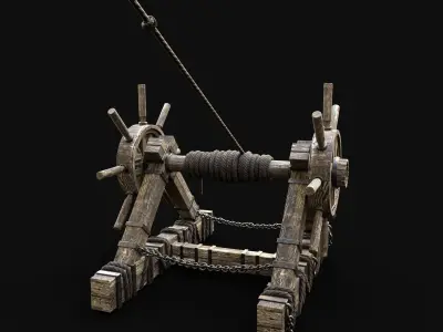 ROPE WINCH WINDLASS TURNSTILE HOIST LIFT ELEVATOR RISER Low-poly 3D model