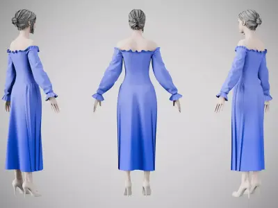 Dress 12 Very Light Blue Low-poly 3D model