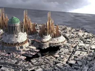 Asgardian Streets and towers 3D model