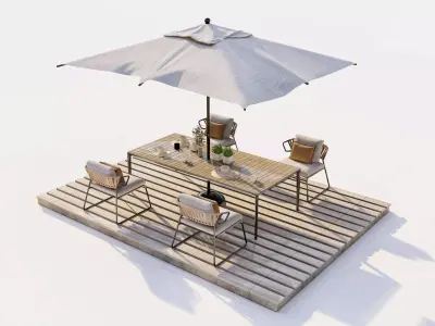 Residential Backyard Patio Dining 3D Model Pack Low-poly 3D model