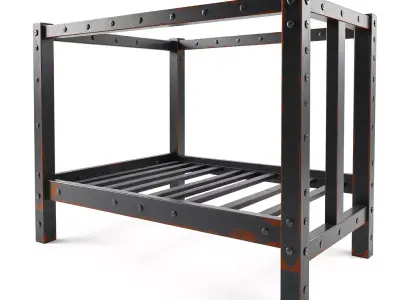 Industrial Metal Canopy Bed Frame Low-poly 3D model