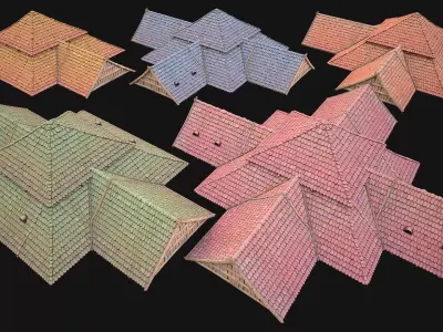 Medieval Roof Tile Modular Low-poly 3D model