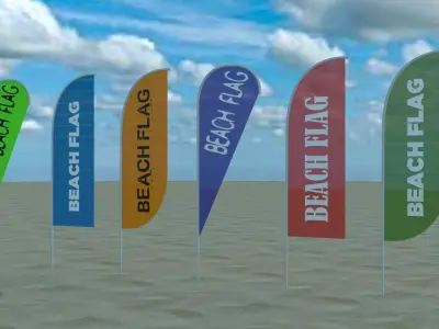 beach flags flags stand outdoor garden golf forest summer 3D model
