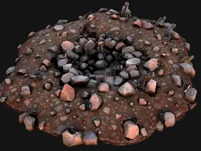 Silver Ore Deposits Mine Environment Low-poly 3D model