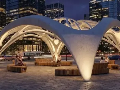 Futuristic Parametric Pavilion Organic Urban Shelter Low-poly 3D model