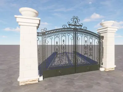 Classical Wrought Iron Estate Gate 3D model