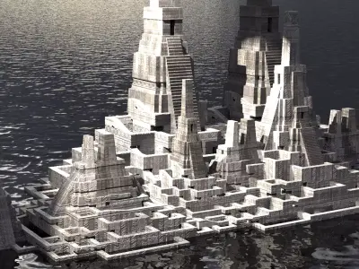 Aztec Ritual Mazes With Pyramid 3 3D model