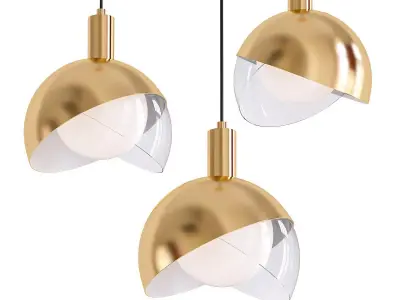 Bobblou three gold and glass pendant lights 3D model