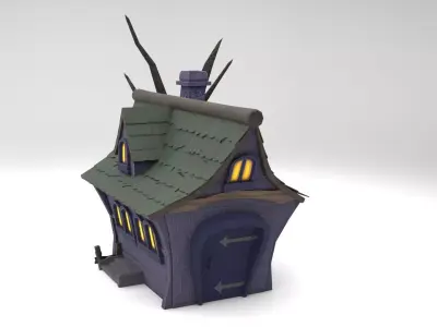Cartoun Horror House Low-poly 3D model