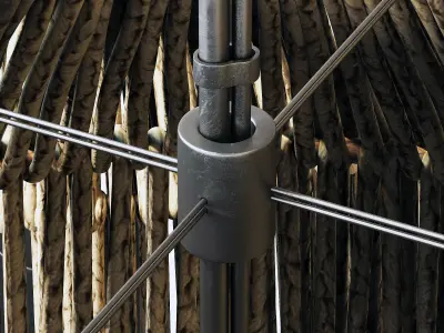 Lamp wood rotang wicker barrel n3 3D model