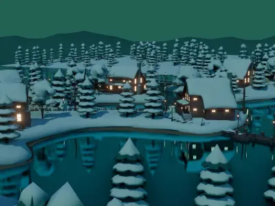 Village 3 Low-poly 3D model