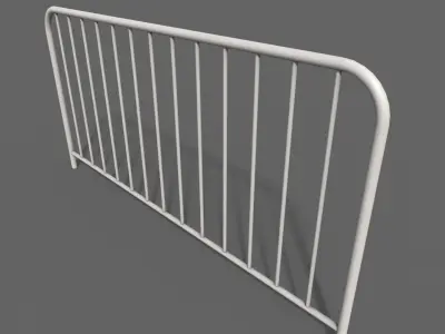 PBR Pedestrian Guard Rail White V1 Low-poly 3D model