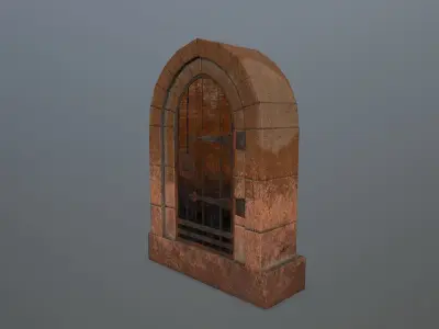 Medieval  Door Low-poly 3D model