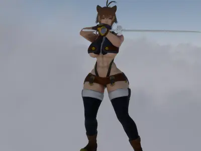 Curvy Katana Cat Woman 3D print model