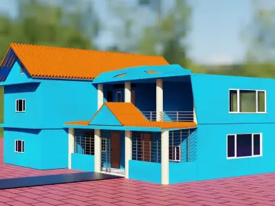 Lving House Low-poly 3D model
