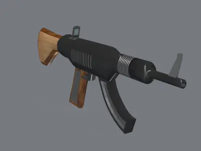 Mashine gun concept design Low-poly 3D model