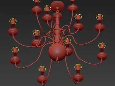 Chandelier with 6 Lights in Antique Brass 3D model