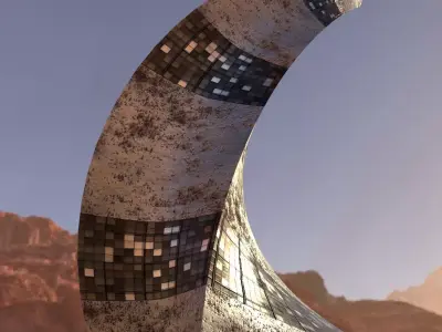 Post Apocalyptic Rusted Building Night Windows 3D model