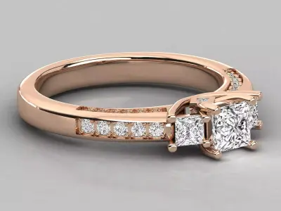 Women Light Weight Solitare Diamond Wedding Ring   6 3D print model