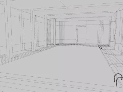 Dirty Public Swimming pool Low-poly 3D model